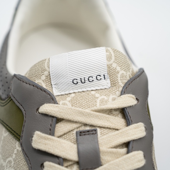 Size 14.5G 15 US Gucci GG Chunky B Sneakers Green Beige Grey GG Leather - Picture 8 of 12